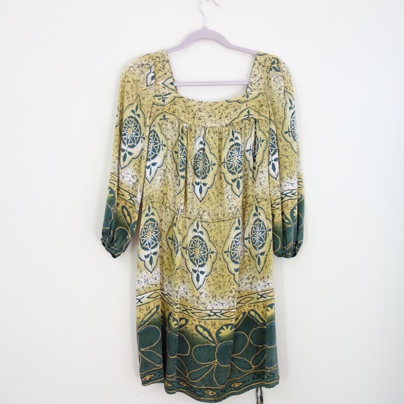 Silk Batik Midi Dress,  Boho Midi - Picture 1 of 11
